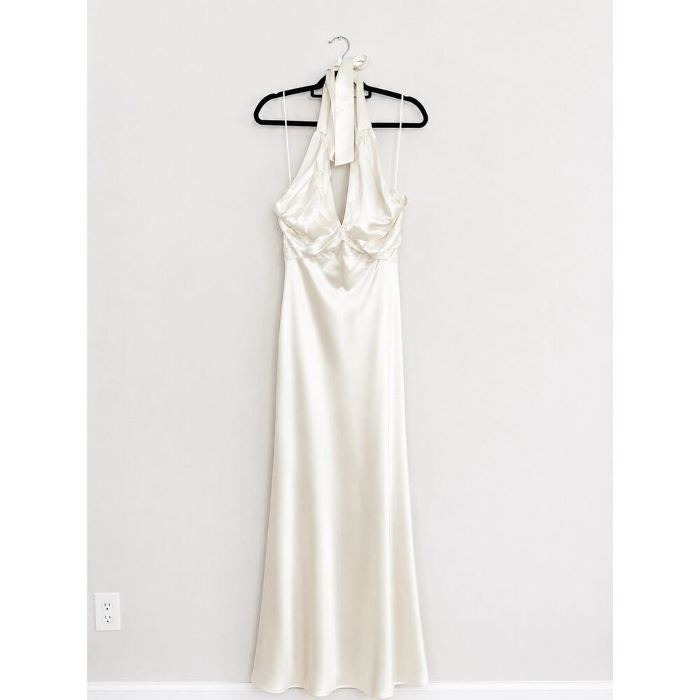 Reformation Veria Dress Halter Tie Zip Wedding Formal Style Women’s Size 4 - Picture 2 of 10